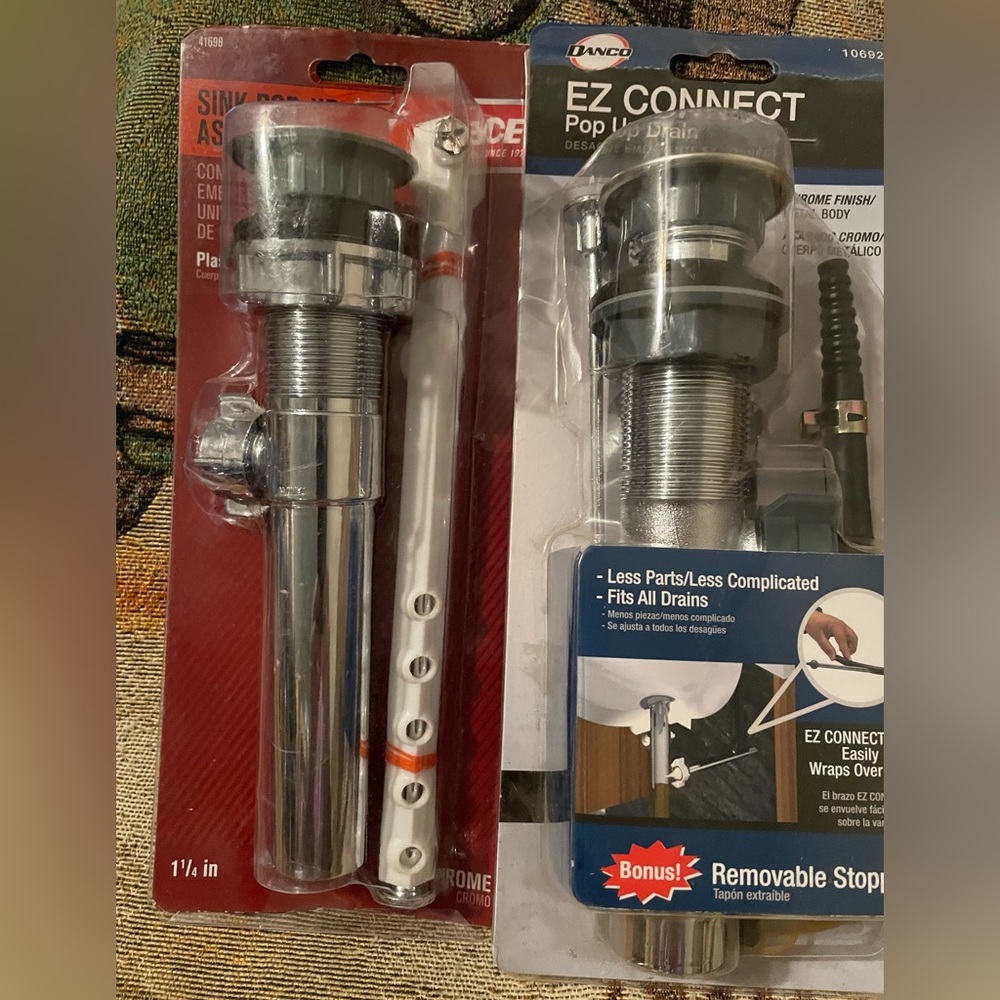 Lot of 2 Pop-up Drain Assemblies DANCO EZ Connect 10692 & ACE Hardware 41698 NEW